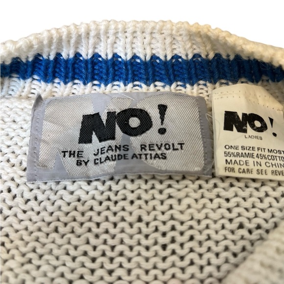 Vintage NO! THE JEANS REVOLT Graphic Crewneck 80’s Longsleeve Sweater SZ:L - Picture 7 of 14